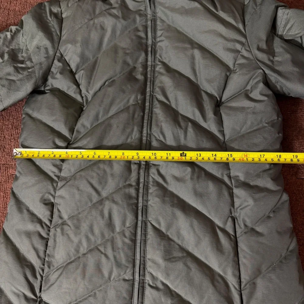 Eddie Bauer EB550 Down Parka Womens Small Olive Green Puffer Hooded Jacket Coat